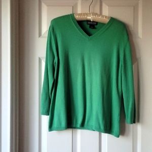 Lands End  v-neck cotton sweater P L